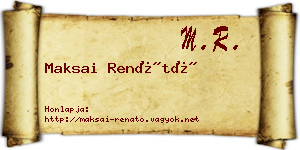 Maksai Renátó névjegykártya